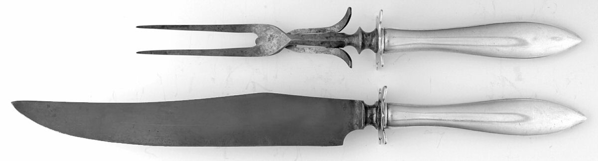 Lafayette (Sterling, 1905, No Monograms) (2 Pc)Carving Set-Lg Stnbl/Roast w/Sterling Guard by Towle Silver-1