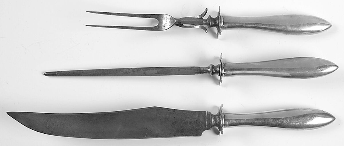 Lafayette (Sterling, 1905, No Monograms) (3 Pc)Carving Set-Lg Stnbl/Roast w/Sterling Guard by Towle Silver-1