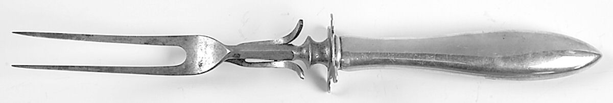 Lafayette (Sterling, 1905, No Monograms) Large Stainless Prong Carving Fork W/Sterling Guar by Towle Silver-1