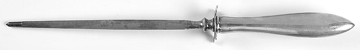 Lafayette (Sterling, 1905, No Monograms) Large Knife Sharpener-Steel Rod w/Sterling Guard by Towle Silver-1