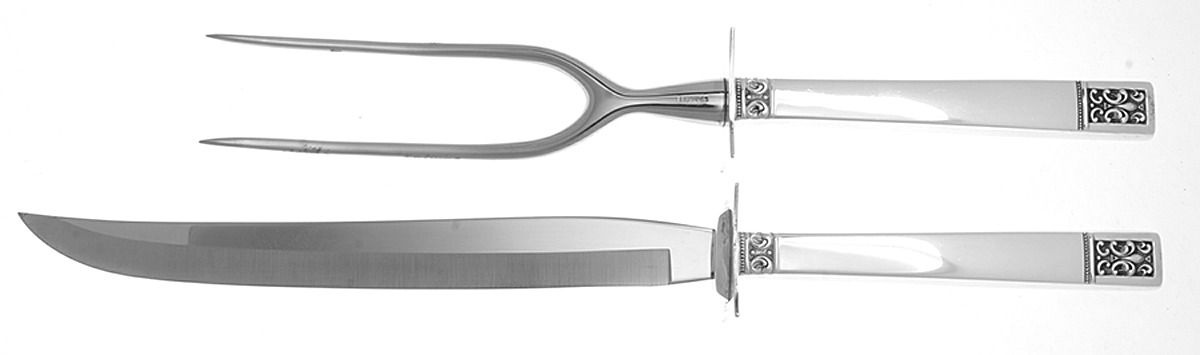 Laureate (Sterling, 1968) Large 2-Piece Roast Carving Set w/ Stainless Blade by Towle Silver-1