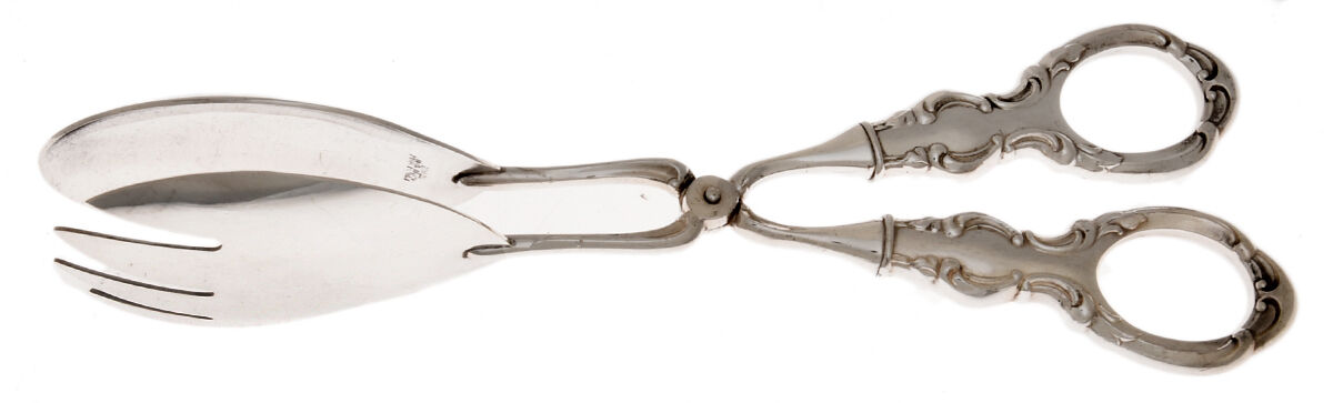 Legato (Sterling, 1962) Sterling Handle Salad Tongs, Silverplate Tongs by Towle Silver-1