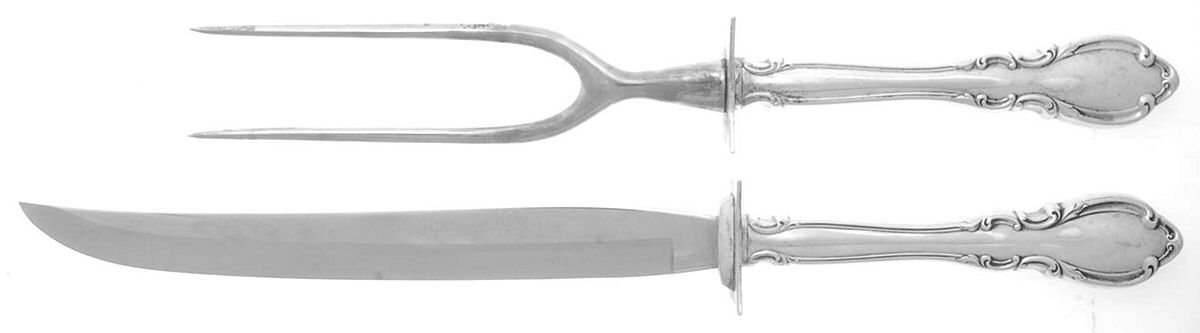 Legato (Sterling, 1962) Large 2-Piece Roast Carving Set w/Stainless Blade by Towle Silver-1