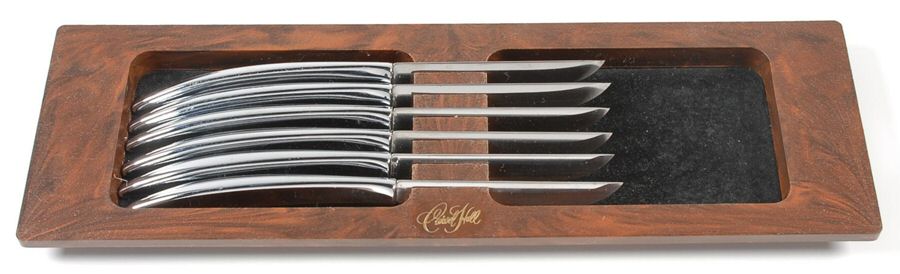Leisure (Stainless - Cutlery) (6 Pc) Steak Knife Set with Wood Tray by Towle Silver-1