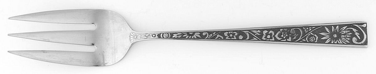 Leaf Velvet (Stainless) Large Solid Cold Meat Serving Fork by Towle Silver-1