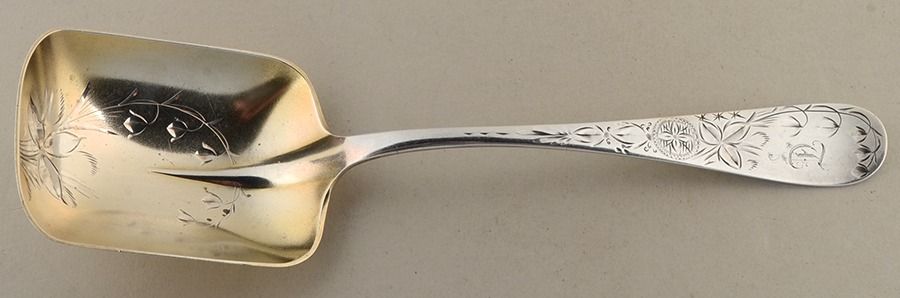 Lily (Sterling, 1888) Bright Cut Solid Serving Berry Scoop by Towle Silver-1