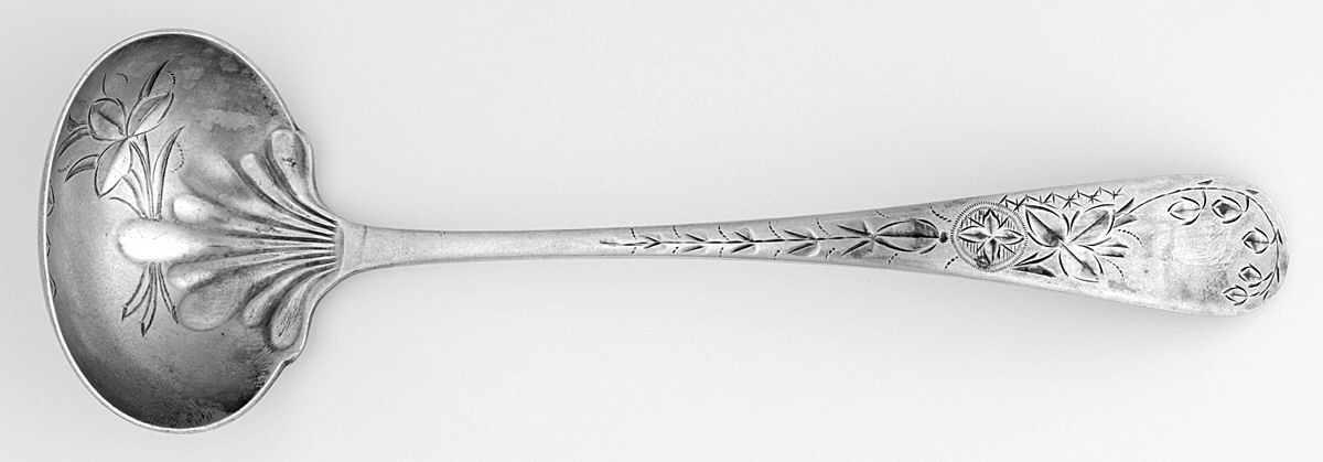 Lily (Sterling, 1888) Solid Bright Cut Cream Ladle by Towle Silver-1
