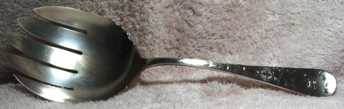 Lily (Sterling, 1888) Solid Salad Serving Fork by Towle Silver-1