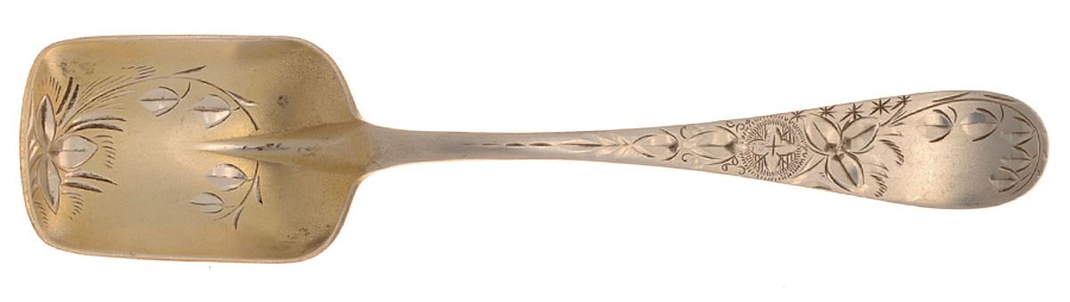 Lily (Sterling, 1888) Bright Cut Bowl Sugar Spoon by Towle Silver-1