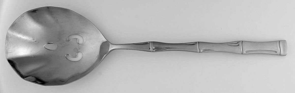 Lotte (Stainless) Pierced Solid Serving Spoon by Towle Silver-1