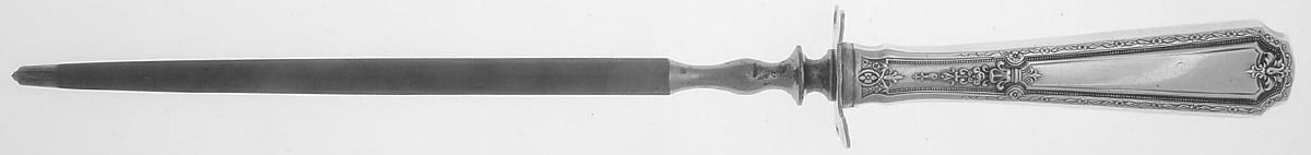 Louis XIV (Sterling, 1924, No Monograms) Large Knife Sharpener-Steel Rod w/Sterling Guard by Towle Silver-1