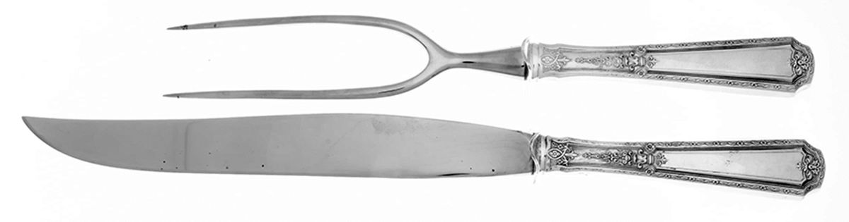 Louis XIV (Sterling, 1924, No Monograms) Carving Set-2pc/Lg-Stnbl/Roast W/Sterling Guard by Towle Silver-1