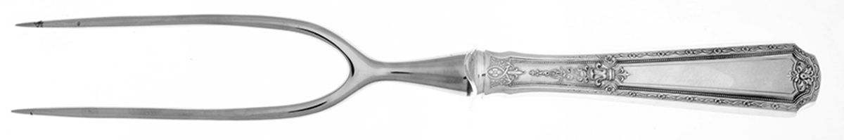 Louis XIV (Sterling, 1924, No Monograms) Large Stainless Prong Carving Fork W/Sterling Guar by Towle Silver-1