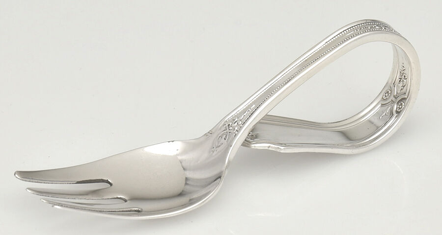 Louis XIV (Sterling, 1924, No Monograms) Baby Fork with Curved Handle HC by Towle Silver-1