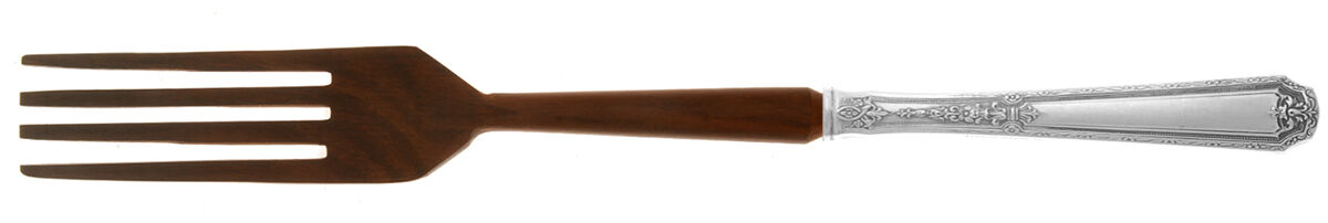 Louis XIV (Sterling, 1924, No Monograms) Salad Serving Fork with Wooden Prongs HC by Towle Silver-1