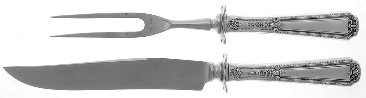 Louis XIV (Sterling, 1924, No Monograms) Small Stainless Blade 2-Piece Steak Carving Set by Towle Silver-1