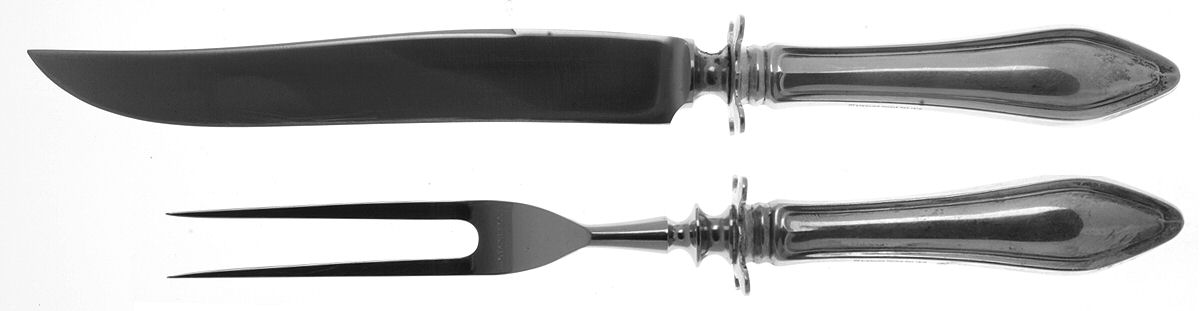 Mary Chilton (Sterling, 1912, No Monos) Small Steak 2-Piece Carving Set w/Stainless Blade by Towle Silver-1