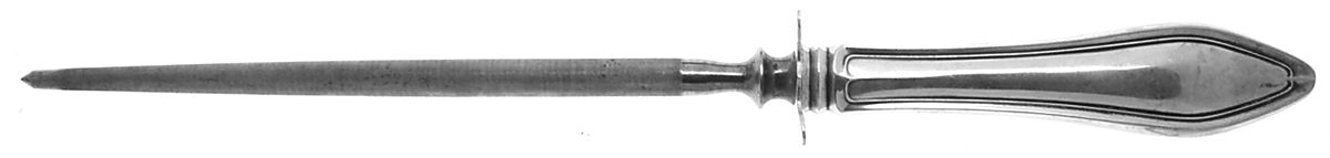 Mary Chilton (Sterling, 1912, No Monos) Large Knife Sharpener-Steel Rod w/Sterling Guard by Towle Silver-1