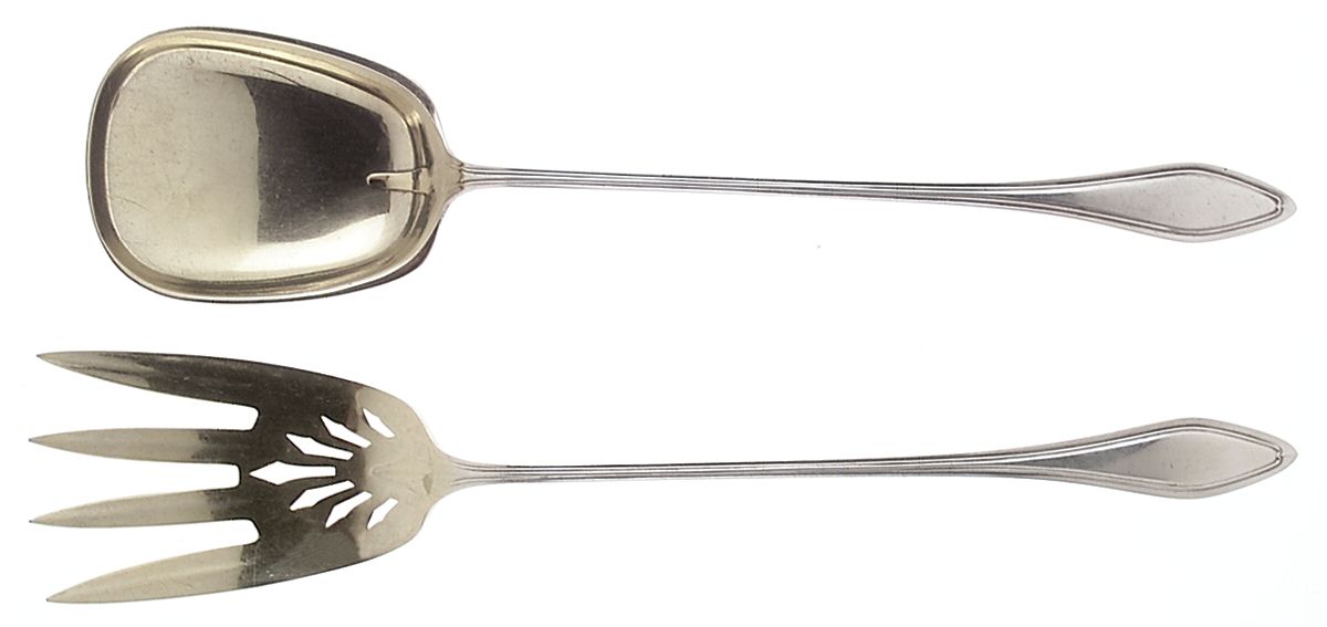 Mary Chilton (Sterling, 1912, No Monos) 2 Pc Large Lettuce Serving Set by Towle Silver-1