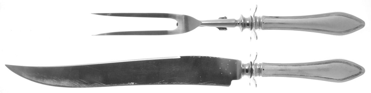 Mary Chilton (Sterling, 1912, No Monos) (2 Pc)Carving Set-Lg Stnbl/Roast w/Sterling Guard by Towle Silver-1