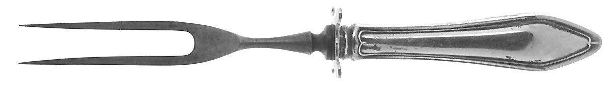 Mary Chilton-Eng No.1 (Sterling, 1912, No Monograms) Small Steak Carving Fork with Stainless Prongs by Towle Silver-1