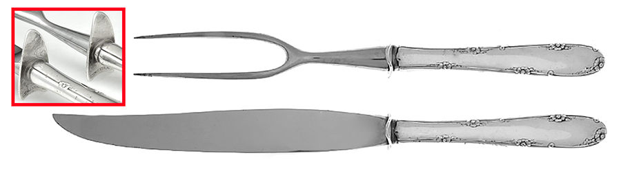 Madeira (Sterling, 1948, No Monograms) 2 Piece Small Carving Set W/ Sterling Guard by Towle Silver-1