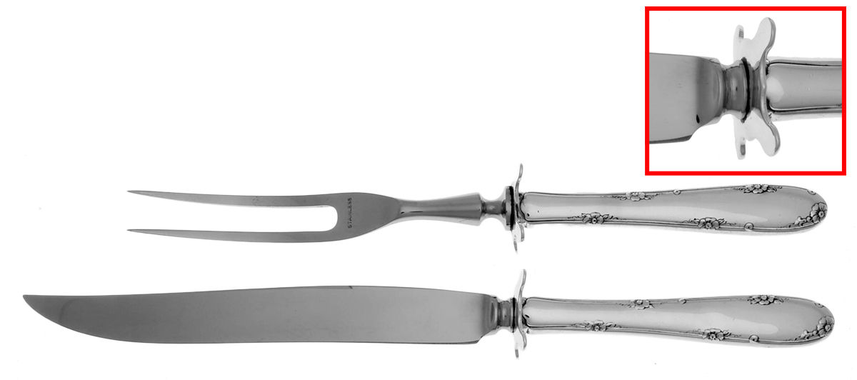 Madeira (Sterling, 1948, No Monograms) 2 Piece Small Carving Set W Sterling Guard by Towle Silver-1