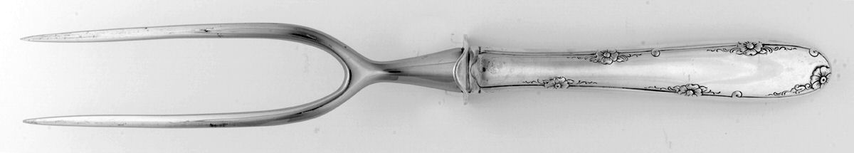 Madeira (Sterling, 1948, No Monograms) Large Stainless-Prong Roast Carving Fork by Towle Silver-1