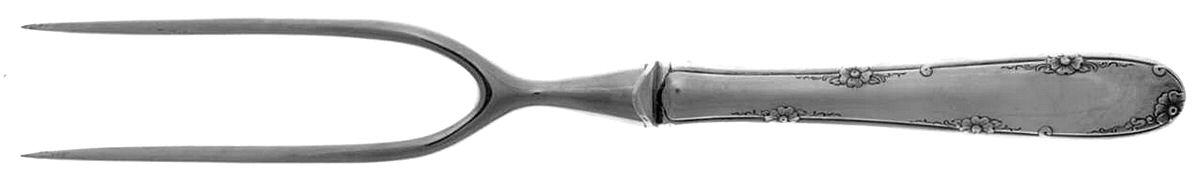 Madeira (Sterling, 1948, No Monograms) Lg Carving/Roast Fork-Stn Prong w/Sterling Guard by Towle Silver-1