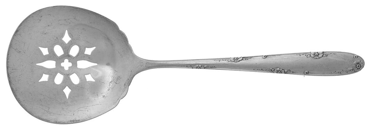 Madeira (Sterling, 1948, No Monograms) Solid Bon Bon Spoon with Pierced Bowl by Towle Silver-1