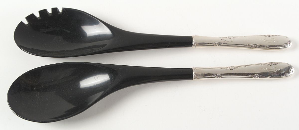 Madeira (Sterling, 1948, No Monograms) Plastic Bowl 2-Piece Salad Set by Towle Silver-1