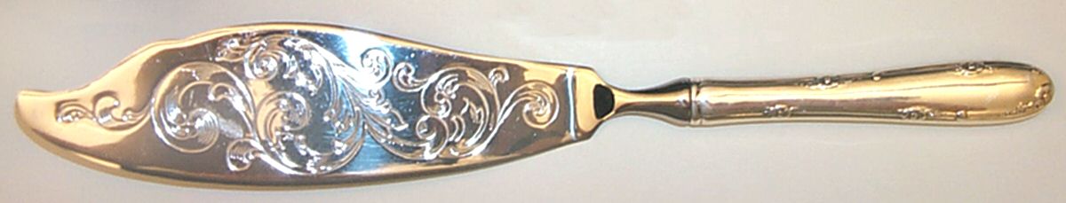 Madeira (Sterling, 1948, No Monograms) Engraved Fish Serving Knife-Stainless Blade by Towle Silver-1