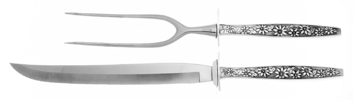 Meadow Song (Sterling, 1967) (2 Pc)Carving Set-Lg Stnbl/Roast w/Sterling Guard by Towle Silver-1