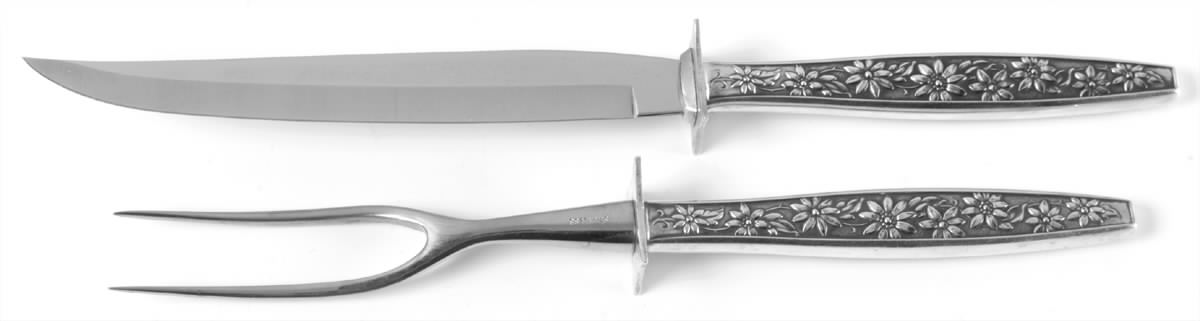 Meadow Song (Sterling, 1967) 2 Piece Small Carving Set W/ Sterling Guard by Towle Silver-1