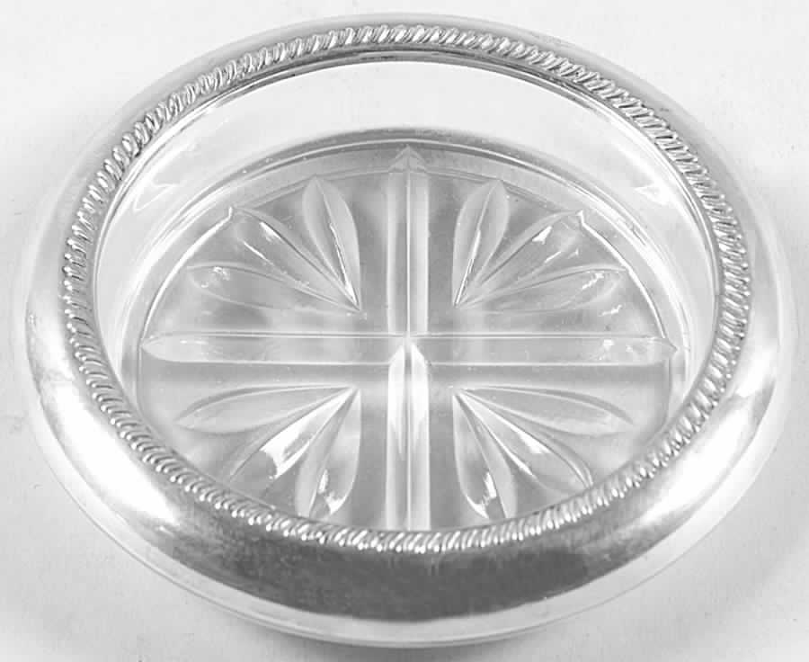 Sterling Hollowware Crystal Coaster with Sterling Rim by Towle Silver-1