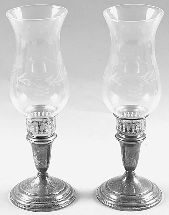 730 (Sterling, Hollowware) Pair of Weighted Hurricane Lamp & Globe by Towle Silver-1