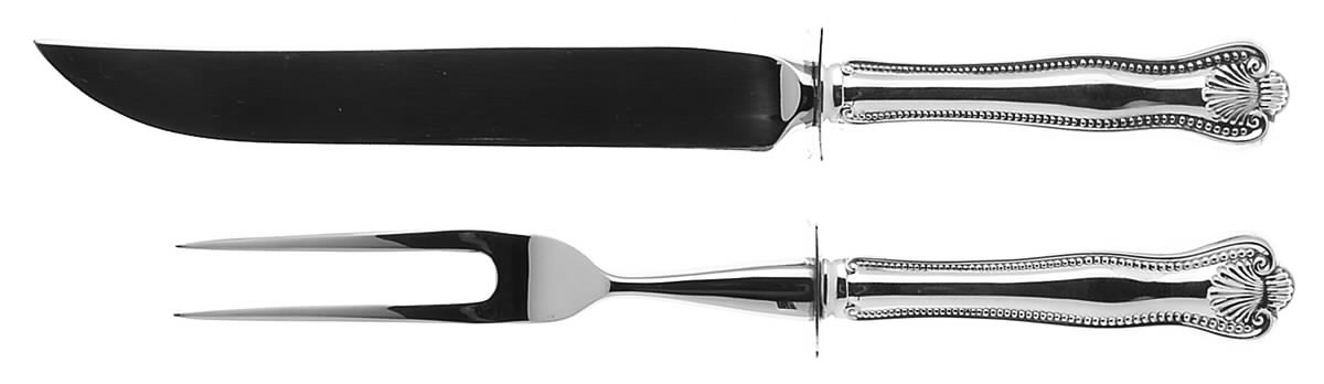 Newport Shell (Sterling, 1910, No Monograms) Small Stainless Blade 2-Piece Steak Carving Set by Towle Silver-1