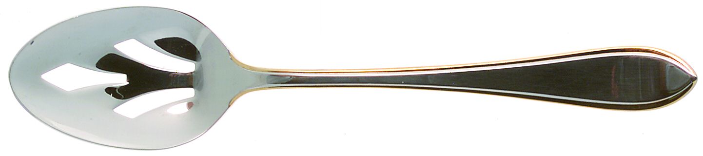 Newbury Thread Gold (Stainless) Pierced Tablespoon (Serving Spoon) by Towle Silver-1
