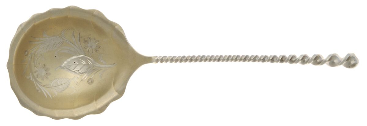 No.128-No.28 (Sterling, 1880) Bright Cut Preserve Spoon by Towle Silver-1