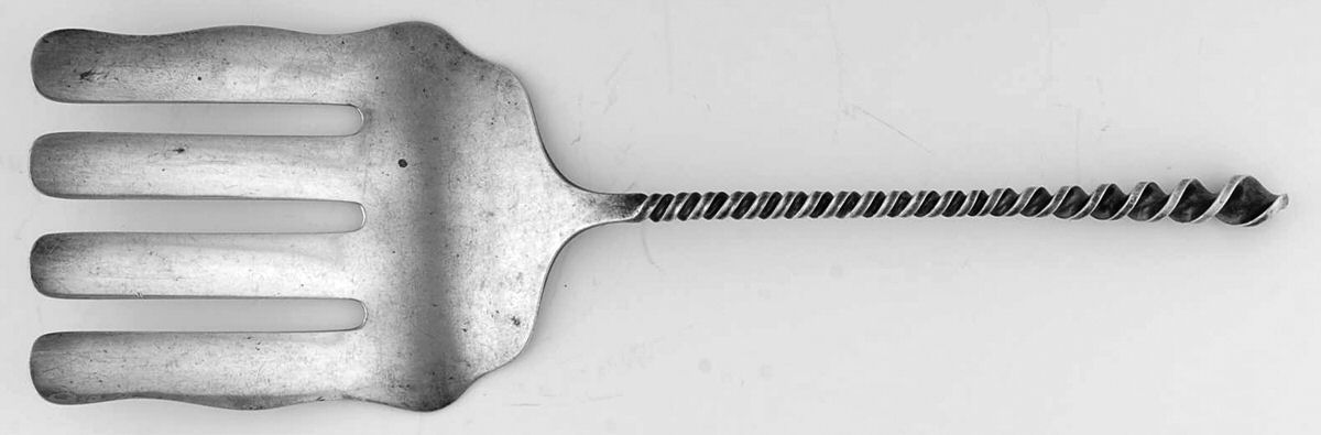 No.128-No.28 (Sterling, 1880) Large Solid Asparagus Serving Fork by Towle Silver-1