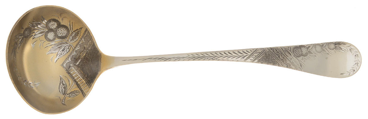 No. 38-Engraved (Sterling, 1880) Large Soup Ladle, Bright Cut Solid Piece by Towle Silver-1