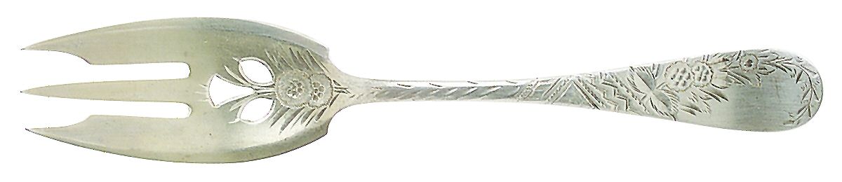 No. 38-Engraved (Sterling, 1880) Old Style Pickle Fork by Towle Silver-1