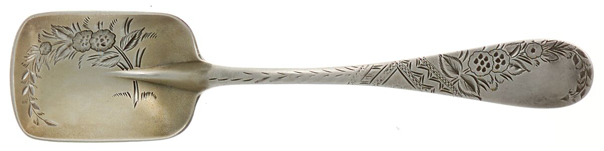 No. 38-Engraved (Sterling, 1880) Sugar Shovel, Bright Cut by Towle Silver-1
