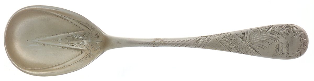 No. 38-Engraved (Sterling, 1880) Bright Cut Bowl Sugar Spoon by Towle Silver-1
