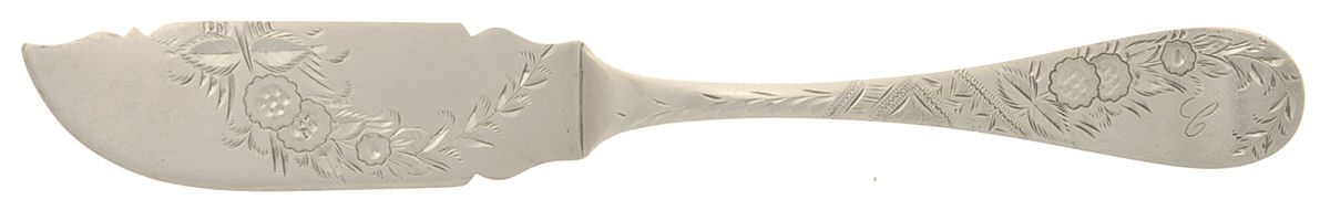 No. 38-Engraved (Sterling, 1880) Monogram Flat Handle Bright Cut Master Butter by Towle Silver-1