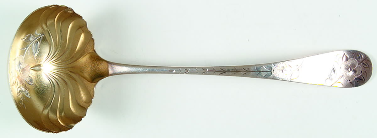 No. 43 (Sterling, 1882) Oyster Ladle Solid Bright Cut by Towle Silver-1