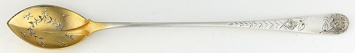No. 43 (Sterling, 1882) Pierced Bowl Long Handle Olive Spoon by Towle Silver-1