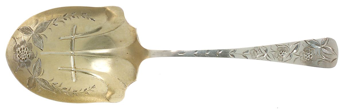 No. 63 (Sterling, 1885) Bright Cut Preserve Spoon by Towle Silver-1