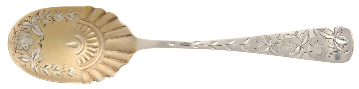 No. 63 (Sterling, 1885) Bright Cut Bowl Sugar Spoon by Towle Silver-1