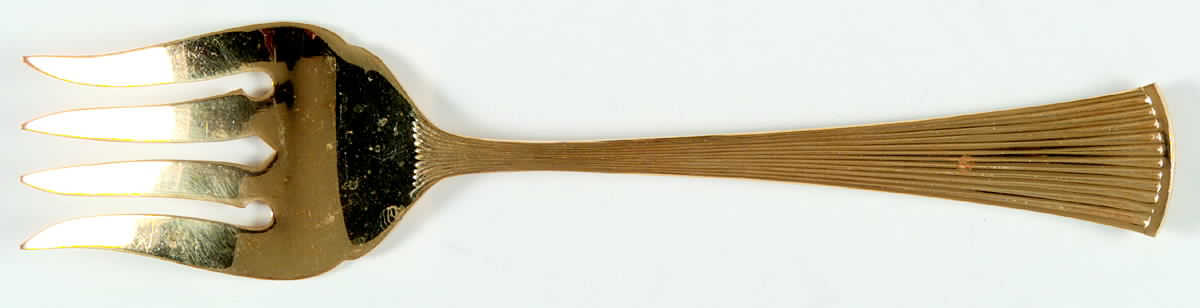 Noblesse (Gold Electroplate, 1980) Medium Solid Cold Meat Serving Fork by Towle Silver-1